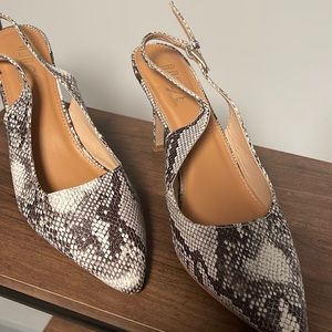 Snake skin sling backs